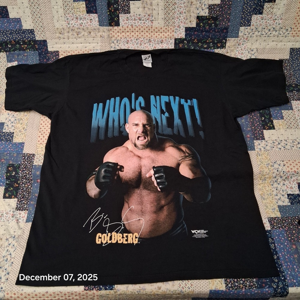 VINTAGE Goldberg WCW Who's Next T Shirt Size 2XL Black EUC MINT 1998 Wrestling